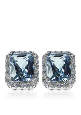 Belk & Co. Platinum Plated Sterling Silver Simulated Blue Earrings