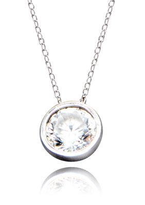 Belk & Co. Platinum Plated Sterling Silver Cubic Zirconia Bezel Set Pendant