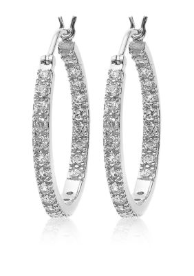 Belk & Co. Platinum Plated Sterling Silver Cubic Zirconia Small Hoop