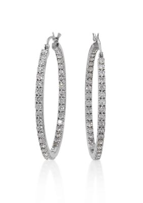 Belk & Co. Platinum Plated Sterling Silver Cubic Zirconia Hoop Earrings