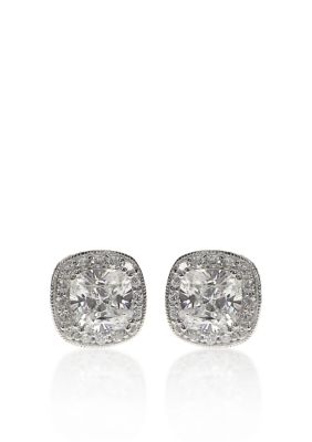 Belk & Co. Platinum Plated Sterling Silver Cubic Zirconia Earrings