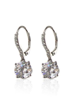 Belk & Co. Platinum Plated Sterling Silver Cubic Zirconia Leverback Earrings