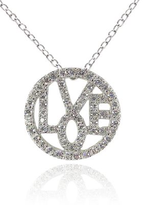 Belk & Co. Platinum Plated Sterling Siver Cubic Zirconia Love Pendant