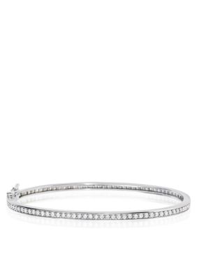 Belk & Co. Platinum Plated Sterling Silver Cubic Zirconia Bangle
