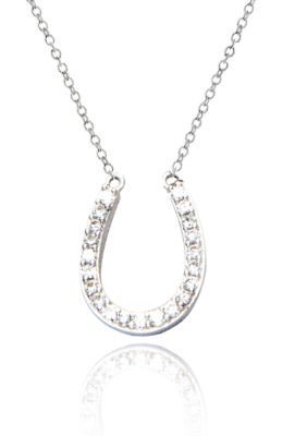 Belk & Co. Platinum Plated Sterling Silver Cubic Zirconia Horseshoe Pendant