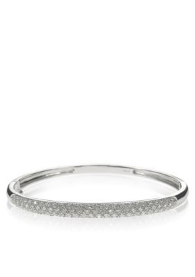 Belk & Co. Platinum Plated Sterling Silver Cubic Zirconia 3-Row Pave Bracelet