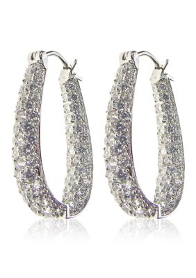 Belk & Co. Platinum Plated Sterling Silver Cubic Zirconia Hoop Earring