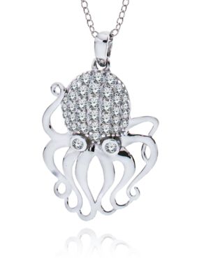 Belk & Co. Platinum Plated Sterling Silver Cubic Zirconia Octopus Pendant