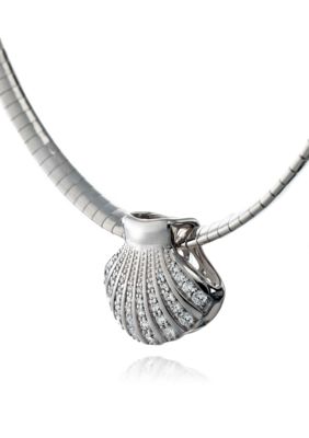 Belk & Co. Platinum Plated Sterling Silver Cubic Zirconia Shell Slide
