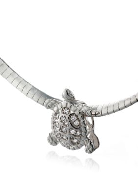 Belk & Co. Platinum Plated Sterling Silver Cubic Zirconia Turtle Slide