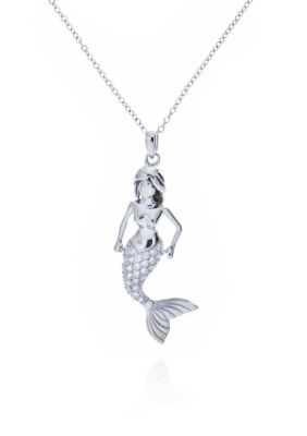 Belk & Co. Platinum Plated Sterling Silver Cubic Zirconia Mermaid Pendant