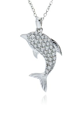 Belk & Co. Platinum Plated Sterling Silver Cubic Zirconia Dolphin Pendant
