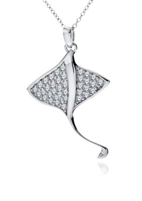 Belk & Co. Platinum Plated Sterling Silver Cubic Zirconia Sting Ray Pendant