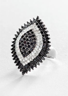 Belk & Co. Black and White Diamond Ring in Sterling Silver