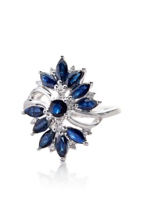 Belk & Co. Sterling Silver Sapphire & Diamond Ring
