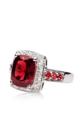 Belk & Co. Sterling Silver Garnet and Diamond Ring