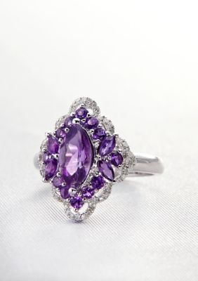 Belk & Co. Sterling Silver Amethyst & Diamond Ring