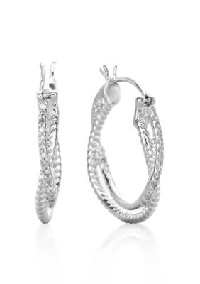 Belk & Co. Diamond Hoop Earrings in Sterling Silver