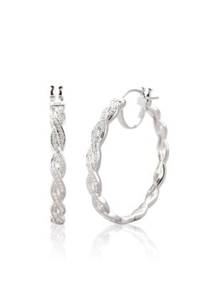 Belk & Co. Diamond Braided Hoop Earrings in Sterling Silver