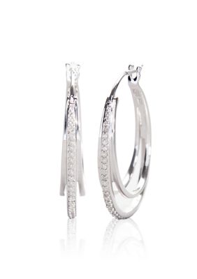 Belk & Co. Diamond and Sterling Silver Hoop Earrings