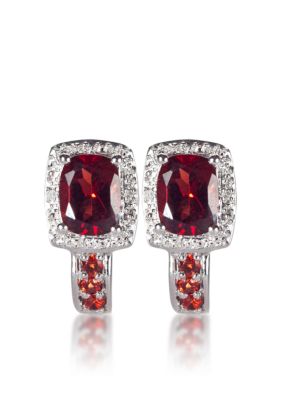 Belk & Co. Sterling Silver Garnet and Diamond Earrings  