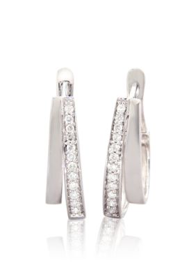 Belk & Co. 1/4 ct. t.w. Diamond Double Hoop Earrings in Sterling Silver
