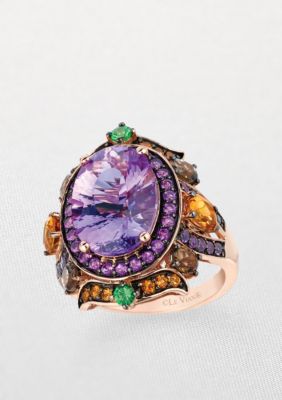 Le Vian Amethyst Oval Ring with Multi Color Stones 