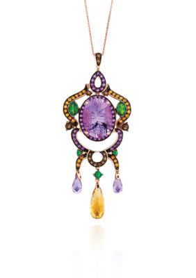 Le Vian Amethyst and Multicolor Stones Pendant 