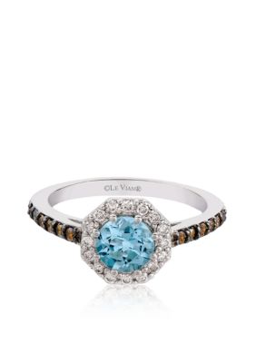 Le Vian Vanilla Gold Aquamarine Ring with Chocolate and Vanilla Diamonds 