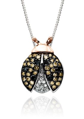 Belk & Co. Diamond Ladybug Pendant in Sterling Silver with 14k Gold