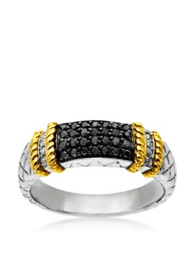 Belk & Co. Sterling Silver and 14k Black and White Diamond Ring