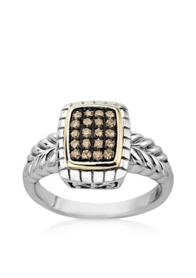 Belk & Co. Mocha Diamond Ring in Sterling Silver with 14k Gold  