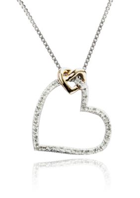 Belk & Co. 1/10 ct. t.w. Heart Pendant in Sterling Silver with 14k Gold