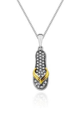 Belk & Co. Sterling Silver with 14k Diamond Flip Flop Pendant