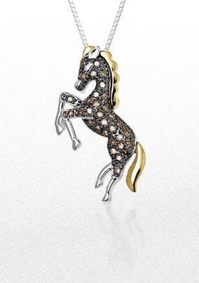 Belk & Co. Diamond Horse Pendant in Sterling Silver with 14k Yellow Gold