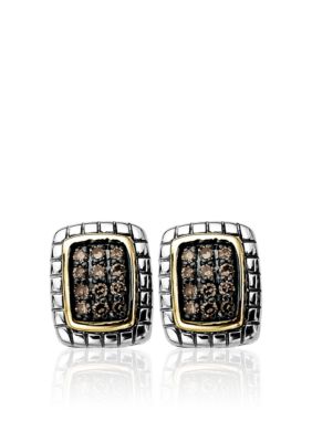 Belk & Co. Mocha Diamond Earrings in Sterling Silver with 14k Gold
