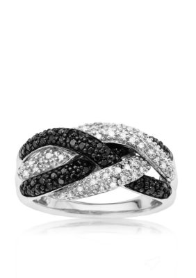 Belk & Co. Black and White Diamond Ring in Sterling Silver