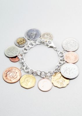 Belk & Co. Sterling Silver International Genuine Coin Bracelet