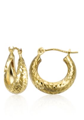 Belk & Co. 14K Huggie Diamond Cut Hoop Earrings