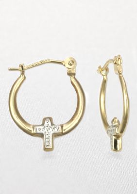 Belk & Co. 14k Beaded Cross On Hoop