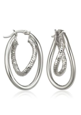 Belk & Co. Sterling Silver Interlocking Textured Double Wave Hoop