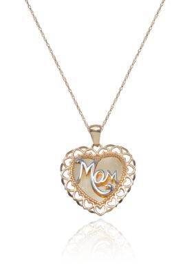 Belk & Co. Yellow Gold Engraved Mom Pendant