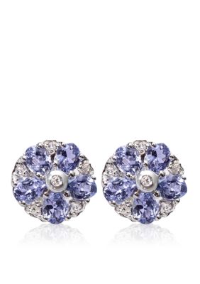 Belk & Co. Sterling Silver Tanzanite and Diamond Earrings