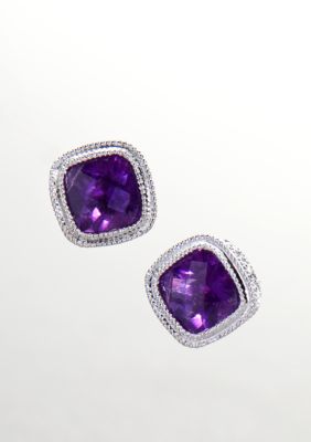 Belk & Co. Sterling Silver Cushion Amethyst Earrings