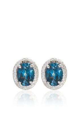 Belk & Co. Sterling Silver Blue Topaz and Diamond Earrings  