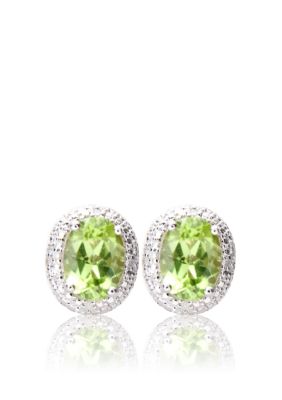 Belk & Co. Sterling Silver Peridot Diamond Earrings