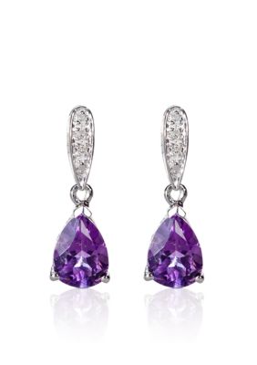 Belk & Co. Sterling Silver Amethyst and Diamond Earrings <br>