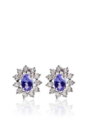 Belk & Co. Sterling Silver Tanzanite and Diamond Earrings  