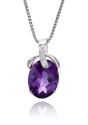 Belk & Co. Sterling Silver Amethyst and Diamond Pendant
