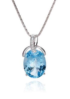 Belk & Co. Sterling Silver Blue Topaz and Diamond Pendant